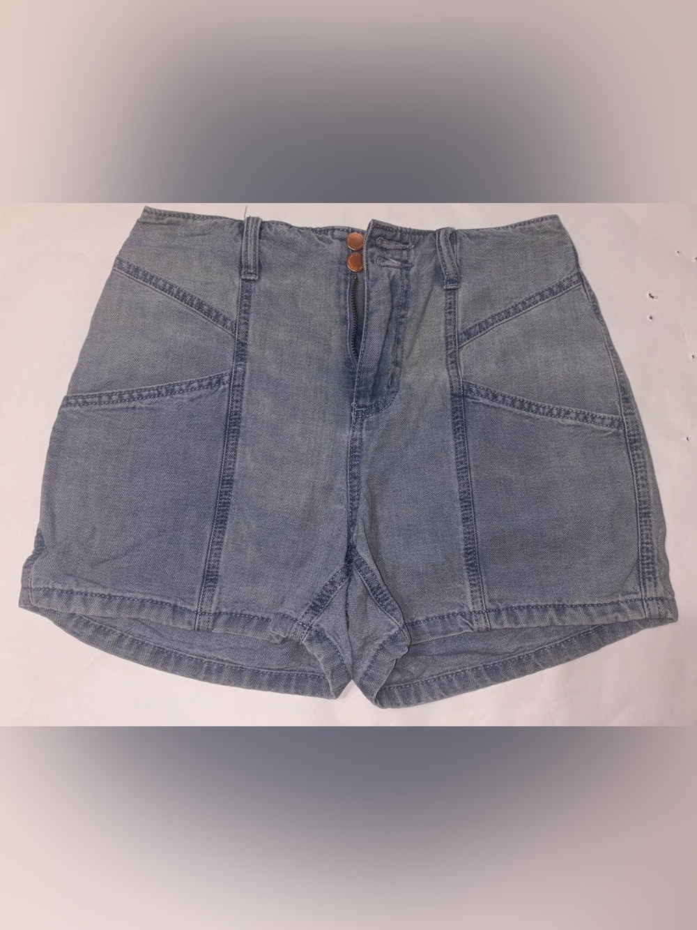 Faded Glory Light Blue Panel-Stitched Denim Shorts